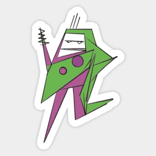 Zap the robot purple and green Sticker